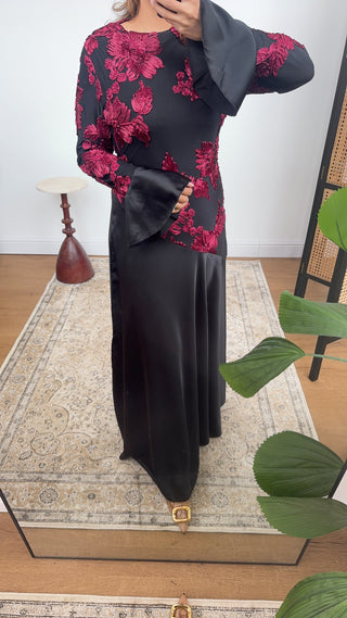 Burgandy and black dress- marielle