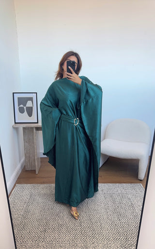 Emerald crinkle cape dress - alya