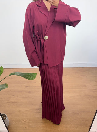 Wine blazer skirt coord - Zira - Fash Focused
