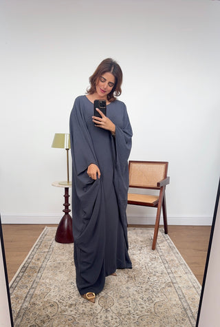 Grey basic butterfly abaya- gia - Fash Focused