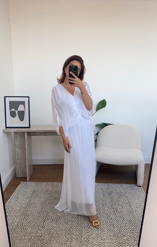 white Summer silk dress - dawn