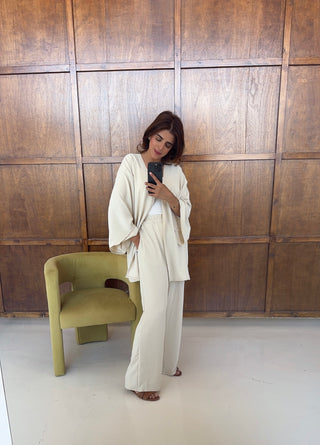 Cream basic relaxed set-solene