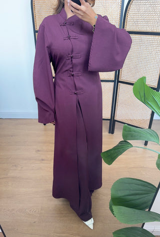 Burgandy mandarin two piece set- ayla