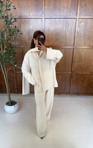 Cream three piece scarf coord- margot - Fash Focused