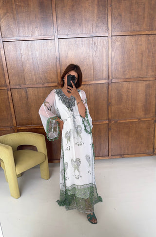 Olive bloom embellished kaftan- gia