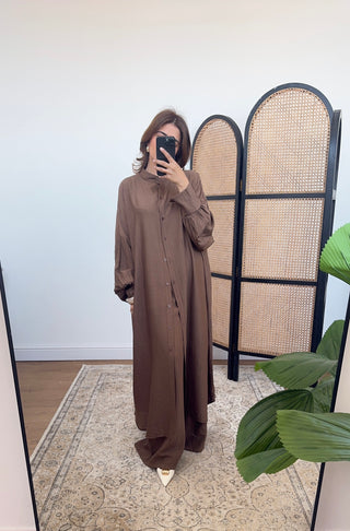 Chocolate two piece dress set- taya - Fash Focused