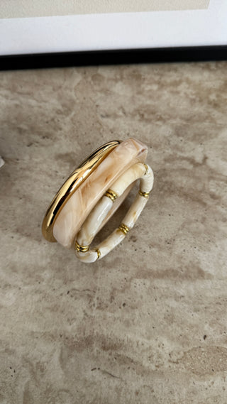 Rigid resin & metal bangle set - Fash Focused
