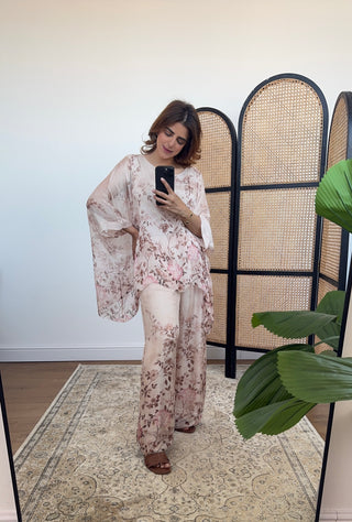 Cream floral chiffon coord- Nalani - Fash Focused