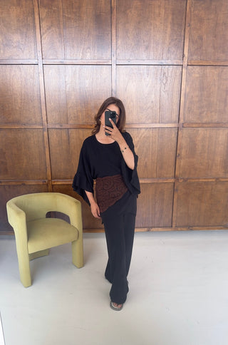 Black basic frill sleeve Coord- ria