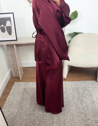 Burgandy lace detail wrap skirt coord - elani