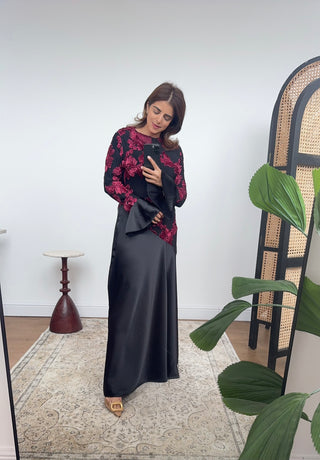Burgandy and black dress- marielle