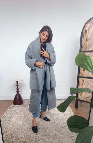 Grey coat with scarf- margot