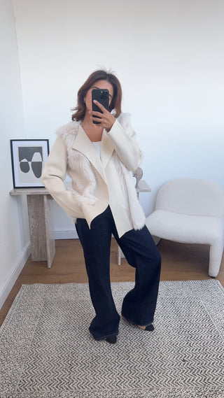 Ivory Faux fur cardigan - Briana - Fash Focused