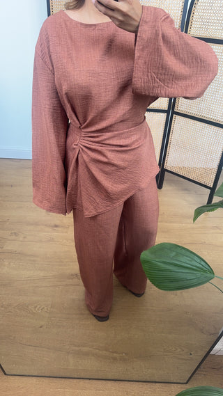 Rust twist tie back coord- riva