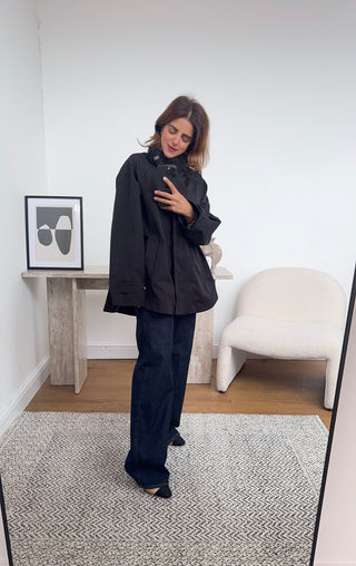 Black short trench coat with zip-zoya - Fash Focused