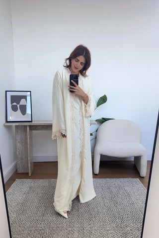 Ivory lace detail kimono two piece - aliyah