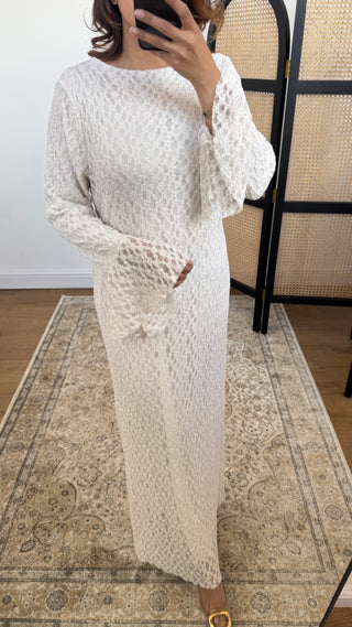 Cream fully lined lace dress- jayna - Fash Focused