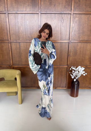 blue paradise floral maxi dress- shaba