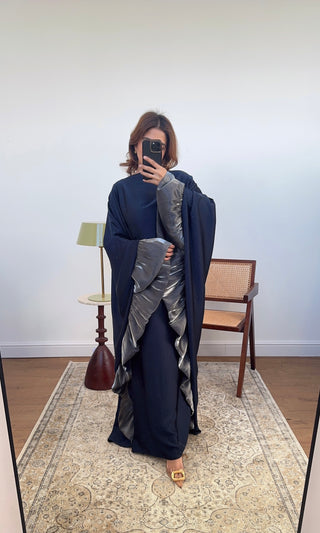 Midnight blue frill kaftan -layana - Fash Focused
