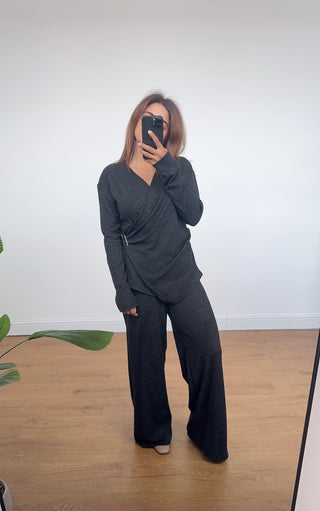 black wrap coord- roselle - Fash Focused