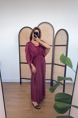 lela dress in burgandy