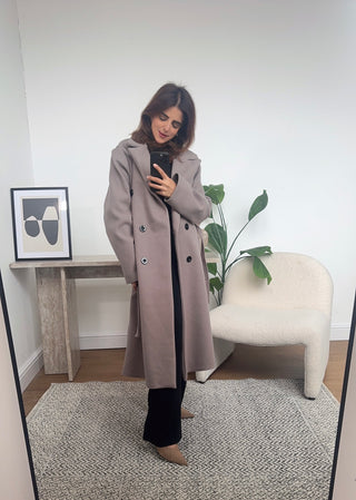 Taupe coat with a belt - cai - Fash Focused