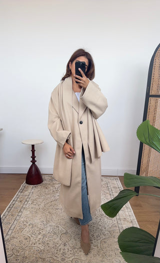 Beige coat with scarf- margot