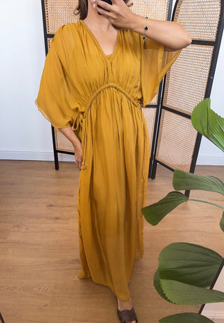 lela dress in mustard