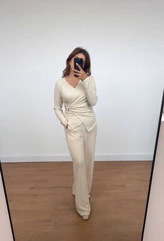 Cream ruched wrap coord - Yenvi - Fash Focused