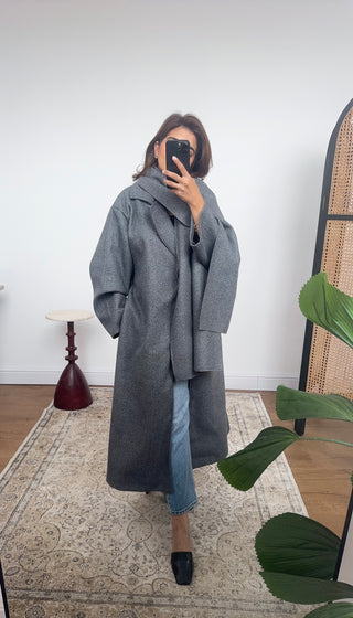 Charcoal coat with scarf- margot