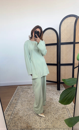 Sage minimal seam detail set- baya - Fash Focused
