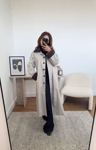 cream trench with corduroy detail - Miley - Fash Focused