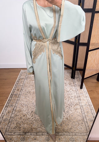 Mint two piece kimono set- lujain - Fash Focused