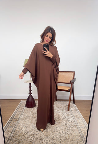 Coco basic abaya with elasticated sleeve- Dina - Fash Focused