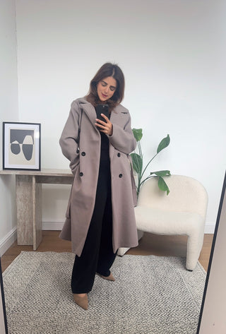 Taupe coat with a belt - cai - Fash Focused