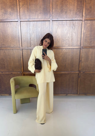 Butter yellow coord with mandarin collar- mila