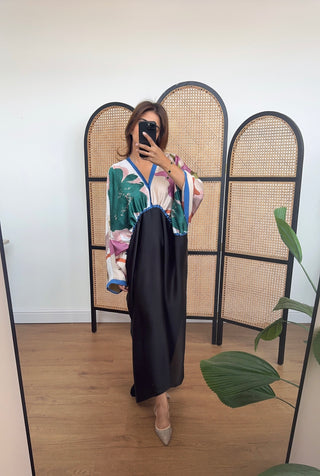 Black silk floral dress- lela