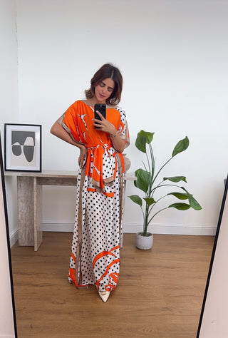 Orange polka kaftan- sofia