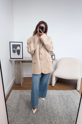Beige suede blazer- xia - Fash Focused