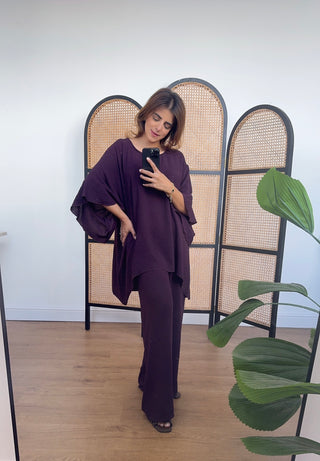 Plum basic frill sleeve Coord- ria