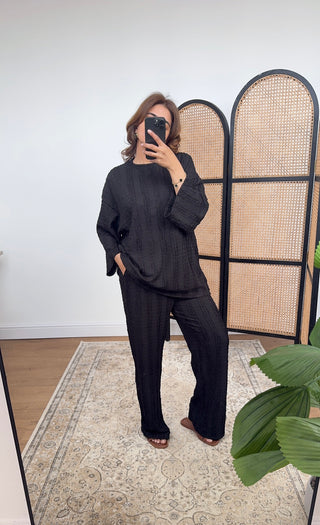 Black textured Coord - kaia - Fash Focused