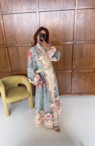 blue floral button maxi dress- terza - Fash Focused