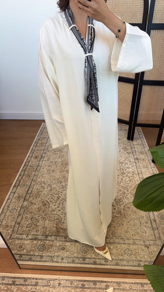White neck scarf dress- Mara - Fash Focused