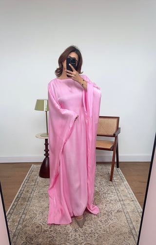 Pink Shimmer butterfly kaftan- velora - Fash Focused