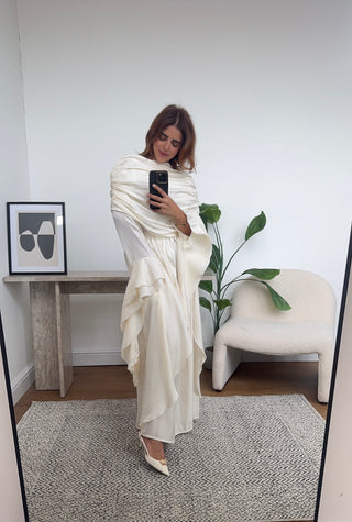 Ivory flare sleeve dress- grecia - Fash Focused