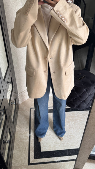 Beige suede blazer- xia - Fash Focused