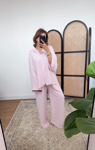 Pink stripe button coord-julia - Fash Focused