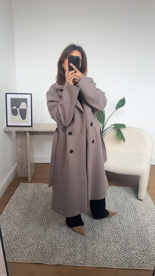 Taupe coat with a belt - cai - Fash Focused