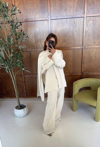 Cream three piece scarf coord- margot - Fash Focused