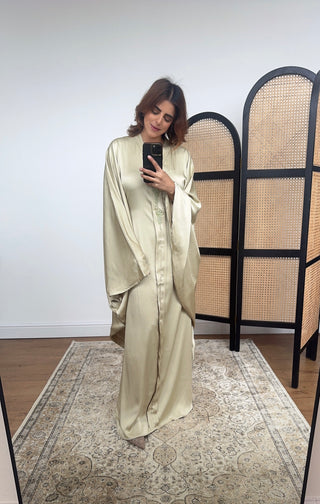 Green butterfly kaftan with beadwork- ayma - Fash Focused